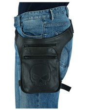 Riñonera de piel auténtica bolso Calavera de Cuero Perneras bolsa pierna cráneo
