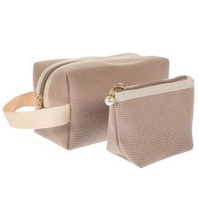 Linda bolsa de maquillaje bolsa de viaje con cremallera cosméticos para mujer 2 piezas