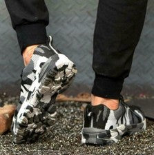 Zapatillas deportivas de senderismo de malla de trabajo de seguridad con puntera de acero de camuflaje para hombre