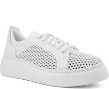 La Conte Mujer Damas Cuero Blanco Moda Entrenadores Informales LAC6570-25104