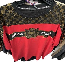 NUEVO CON ETIQUETAS Camiseta Para Hombres SWITCH Manga Corta Roja Negra Oro Lámina Diseño Águila Talla 3XL