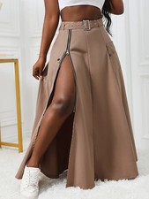 Direccional Street Style Mujer Frontal Cremallera Dividida Herramientas Falda, Moda S