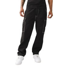 Pantalones cargo True Religion para hombre talla 36 negro azabache estilo relajado 108335