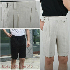 Pantalones Cortos Para Hombres Verano Estilo Británico Retro Lino Gurkha Sueltos Informales S-5XL