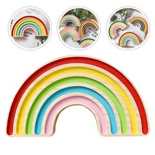 1 pieza Mueble TV Adorno Madera Arco Iris Decoración Niños Habitación Decoración (Color Aleatorio)