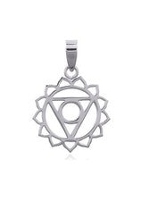Colgante de chakra garganta de plata de ley 925 hecho a mano sin cadena 24 x 16 mm