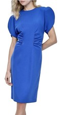 Vestido vaquero azul manga corta dividido DKNY para mujer talla 6 precio de venta sugerido por el fabricante-139 USD