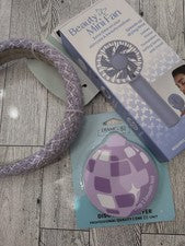 ¡Lote de 3 piezas nuevo con etiquetas de cuidado personal! ¡Abanico de belleza, diadema y tampón de uñas discoteca! ¡ENV