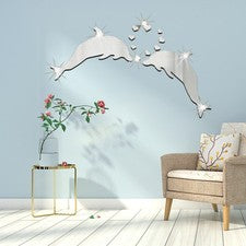 Pegatina de pared con espejo acrílico plateado corazón delfín reutilizable impermeable decoración del hogar