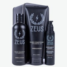 Zeus Champú Acondicionador Barba Aceite Refinado Barba Juego de Inicio de 3 Piezas