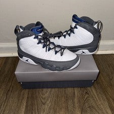 _Jordan Air Jordan 9 Retro Gris Pedernal Azul Francés Parte Superior Alta Cuero Talla 6.5Y