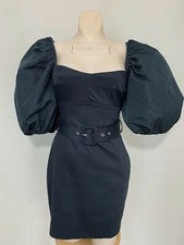 VESTIDO VOLUMINOSO COMBINADO NEGRO ZARA MUJER S #5755 7385 320 $CINTURÓN PERDIDO $