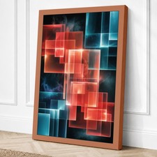 Arte de pared abstracto en lienzo con formas de neón decoración del hogar listo para colgar