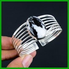 Brazalete de boda turquesa búfalo blanco natural plata esterlina oferta Memorial Day