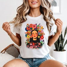Mujer Flores Arte Popular Mujer Camiseta Vibrante Artística Floral Camiseta
