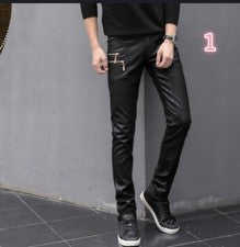 Pantalones de cuero de búfalo para hombre Pantalones de club nocturno de moda Pantalones de moto