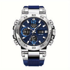 Reloj Pulsera Hombre Impermeable Cuarzo Digital Alarma Doble Pantalla Estilo Deportivo