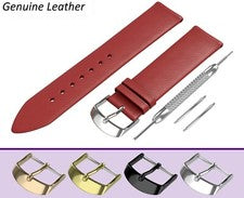 Correa de reloj de cuero genuino roja para cierre de hebilla 12-24 mm para TISSOT