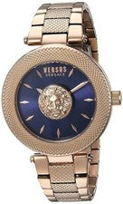 New Versus Versace Women VSP212617 Round Blue Dial Rosegold Band Luxury Watch