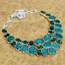 Collar de piedras preciosas de diopsido, adornado natural de Zambia joyería de plata de ley 925