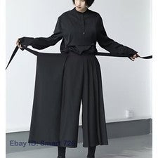 Pantalones informales japoneses para mujer culottes cintura alta sueltos capas pierna ancha pantalones