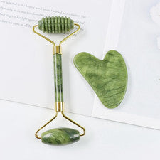 Rodillo facial Gua Sha, juego de 2 piezas masaje facial, herramienta cuidado de la piel