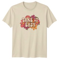 Camiseta para mujer Take It Easy floral retro vintage regalo de cumpleaños para ella