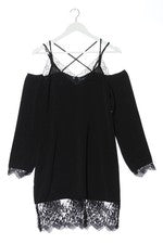 Vestido blusa NA-KD negro línea H encaje mini elegante talla 38