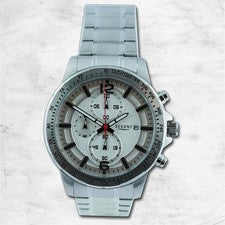 Regent Reloj Pulsera Hombre Cronógrafo Pulsera de Metal Plata