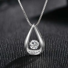 Colgante de gota de agua collar de cadena de plata de ley 925 para mujeres niñas joyas regalo