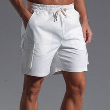 Moda Pantalones Cortos de Verano Para Hombre Cómodos Transpirables Algodón Cintura Elástica Pantalones