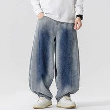 Pantalones rectos holgados de mezclilla retro para hombre Pantalones de mezclilla pierna ancha Moda Informal Hip Hop Pan