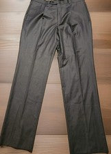 Nuevo con etiquetas Pantalones de vestir de lujo Donald J Trump para hombre 40,5 W 46 L gris a rayas lana peinada
