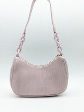 LIKE DREAMS Neo Bolso de Hombro Pequeño Mujer Eslabón de Cadena Plisado en Rosa Lila