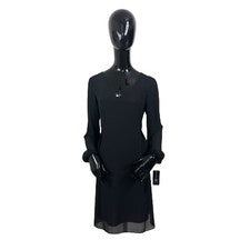 Vestido midi negro manga larga INC International Concepts para mujer talla XS NUEVO CON ETIQUETAS $79