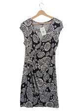 Vestido mujer Esperance Paris talla L estampado floral negro blanco efecto envolvente