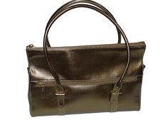 Bolso de Mano Moneda Mujer Hombro Plegable Cuero Mediano Dorado