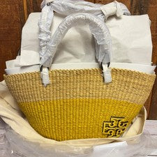 Bolso de Mano Tory Burch Para Mujer Pequeño Ella Paja Rayas Cesta - Natural/Amarillo Plátano
