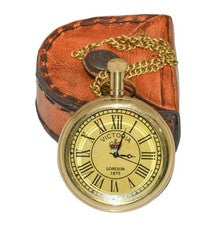 Reloj Náutico Marítimo Victoria Londres Reloj Bolsillo Latón Con Caja Cuero Regalo