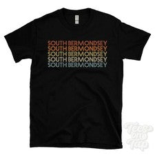 CAMISETA ESTILO RETRO REPETIDA SOUTH BERMONDSEY para hombre y mujer Reino Unido topónimo regalo