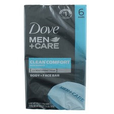 Paquete de 6 barras de crema hidratante Dove Men + Care Clean Comfort, 3,75 oz, 6 quilates