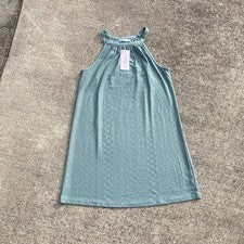 Vestido sin mangas azul cielo verde azulado fluido de moda nuevo con etiquetas para mujer talla pequeña nuevo con etique