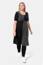 BORIS INDUSTRIES süßes Kleid 2-farbig A-Linie schwarz-dunkelgrau 48-50 (5)