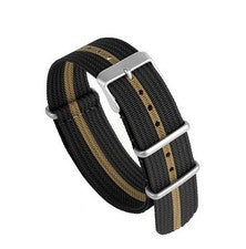 Correa de reloj GEO-Straps Nato Canvas-Nylon modelo Quest-S negro-beige 22 mm