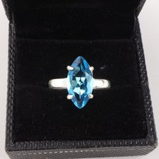 Anillo de plata esterlina 925 con piedras preciosas de topacio azul hecho a mano anillo de joyería regalo para