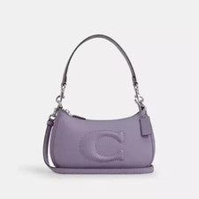 Bolso de hombro Coach para mujer plateado/violeta claro Teri de cuero liso (CR099) - NUEVO CON ETIQUETAS