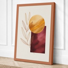 Impresión en lienzo minimalista círculo dorado y tallo arte de pared decoración del hogar listo para colgar