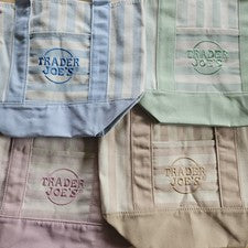 Mini Bolso de Mano Trader Joe’s Rayas 2026 Verano Edición Limitada Nuevo con Etiquetas Juego de 4