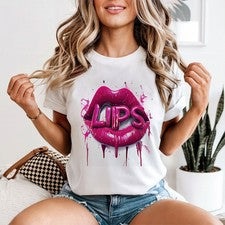 Camiseta de maquillaje de labios belleza para mujer camiseta gráfica estilo moda