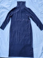 Vestido grande para mujer con control jersey hilado fino barriga azul cuello tortuga